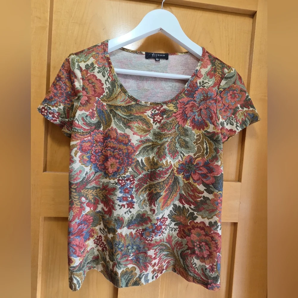Vintage Mafecco Floral Tapestry 2-Piece Sweater Set